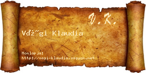 Vági Klaudia névjegykártya